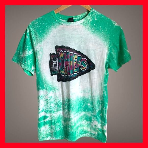 Y2K Bleached Kansas City Chiefs Tee Gildan Size S Festival Grunge NFL Streetwear - Picture 1 of 10